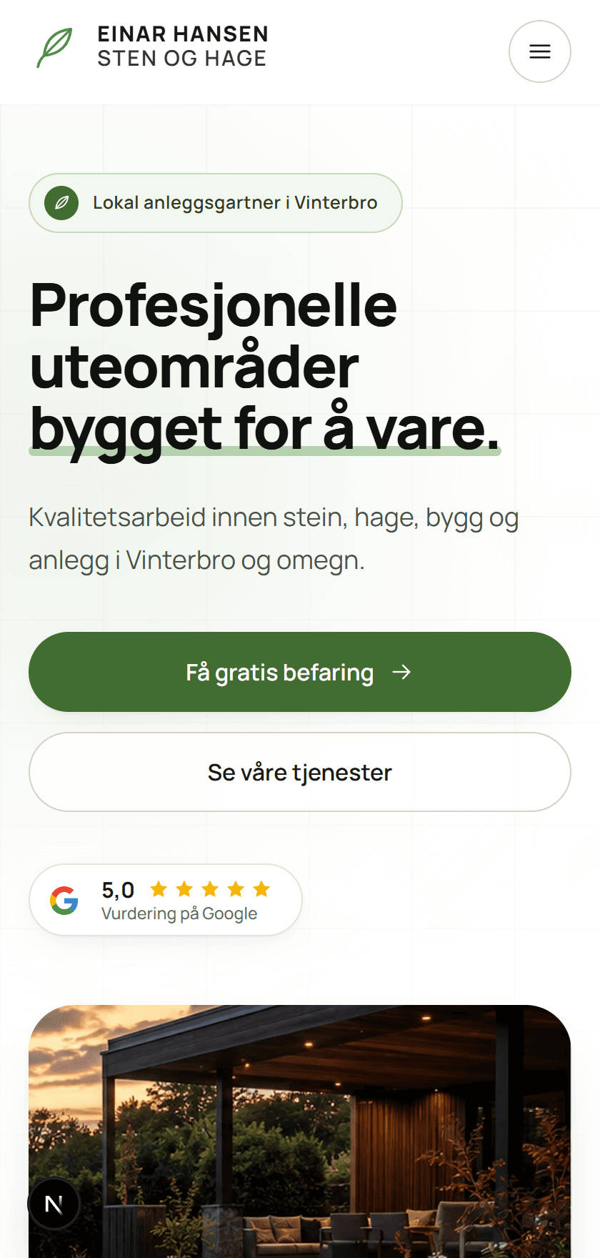 Mobilvisning av Einar Hansen Sten og Hage